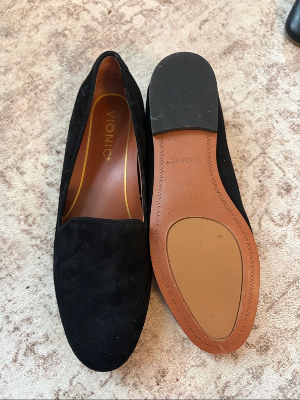 Vionic Black Suede Slip-On Loafers with Cushioned Insole